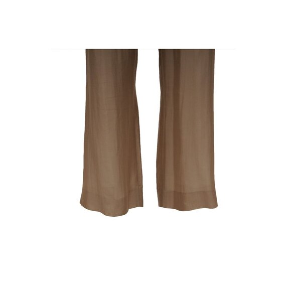 Brunello Cucinelli Womens Wide Zipped Pants US 8 IT 44 Brown Silk Flowy Trousers - Picture 5 of 14